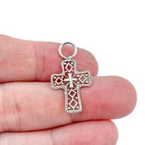 Vintage Sterling Silver 925 Ornate Filigree Cross Pendant